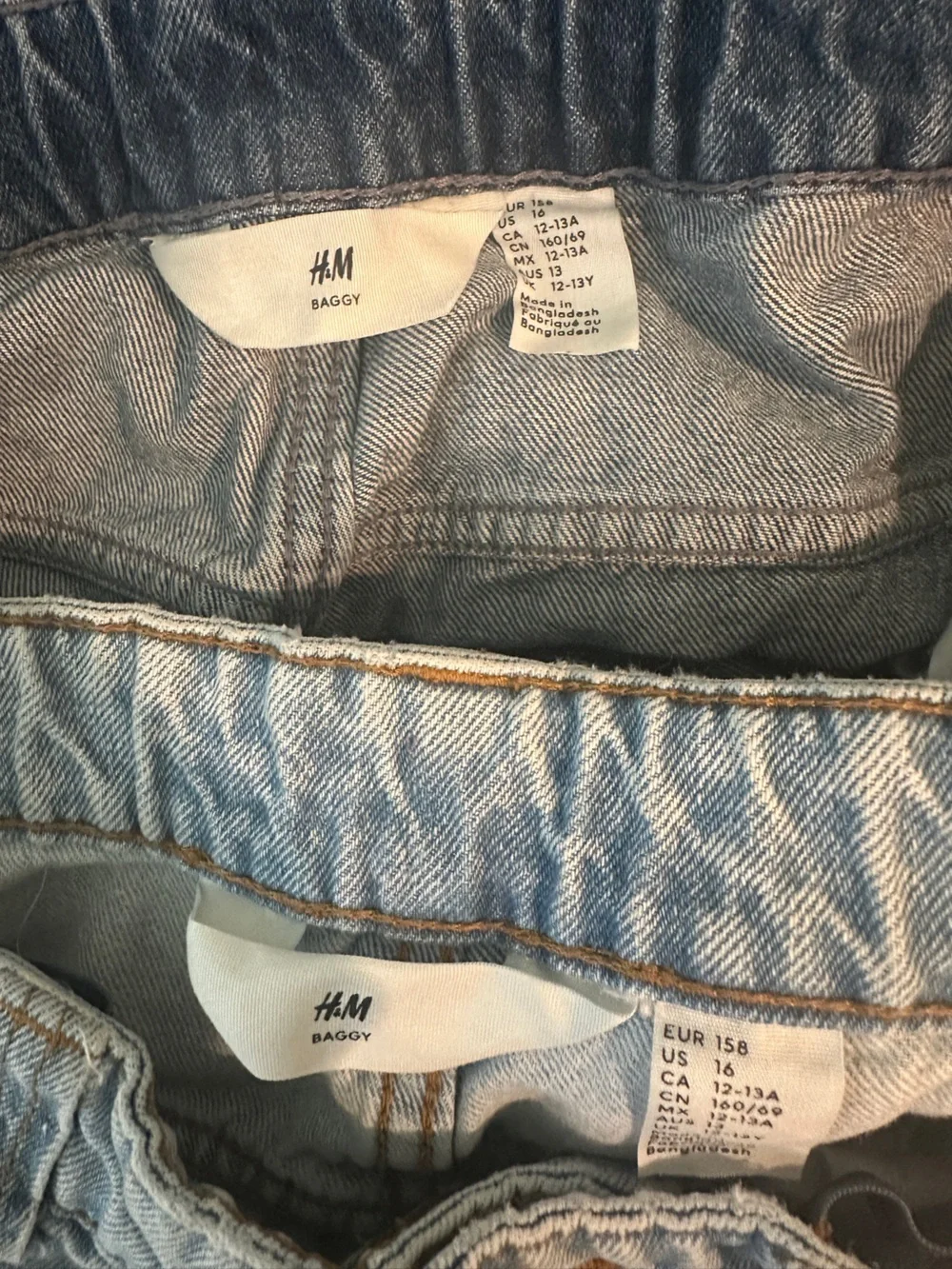 H&M | 2-Pack Bundle Baggy Fit Jeans - Light Denim Blue & Denim Blue -SIZE 12-13y